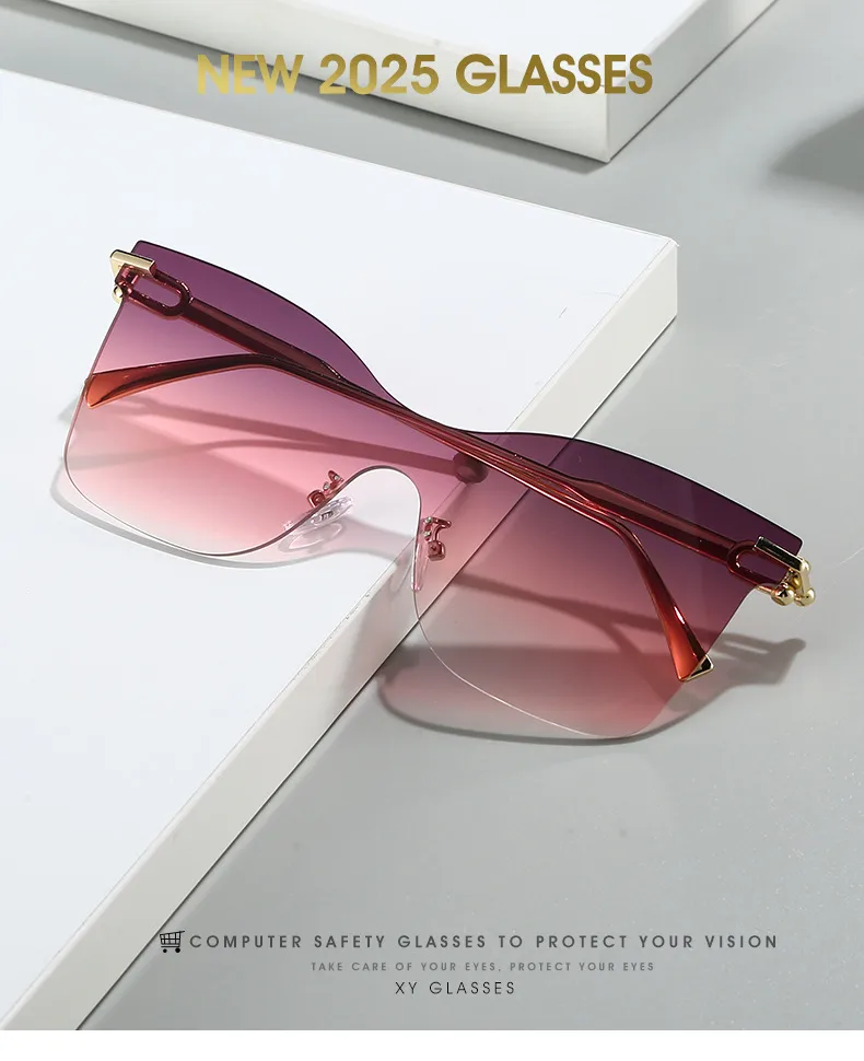 Elegant Hip-Hop Lady Solid Color PC UV400 Protection Cat Eye Frameless Glasses display picture 1