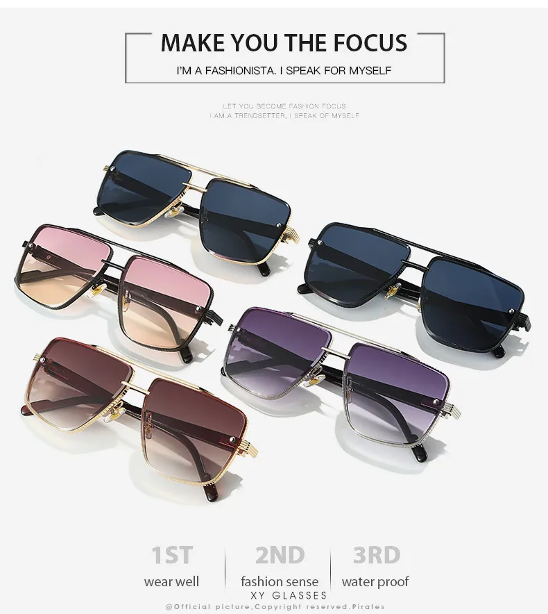 Elegant Basic Lady Solid Color PC UV400 Protection Square Frameless Glasses display picture 3