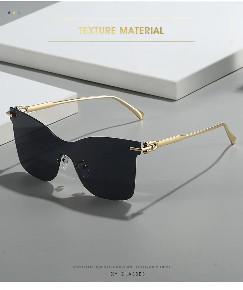 Elegant Hip-Hop Lady Solid Color PC UV400 Protection Cat Eye Frameless Glasses display picture 2