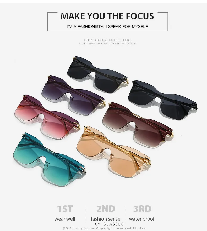 Elegant Hip-Hop Lady Solid Color PC UV400 Protection Cat Eye Frameless Glasses display picture 3