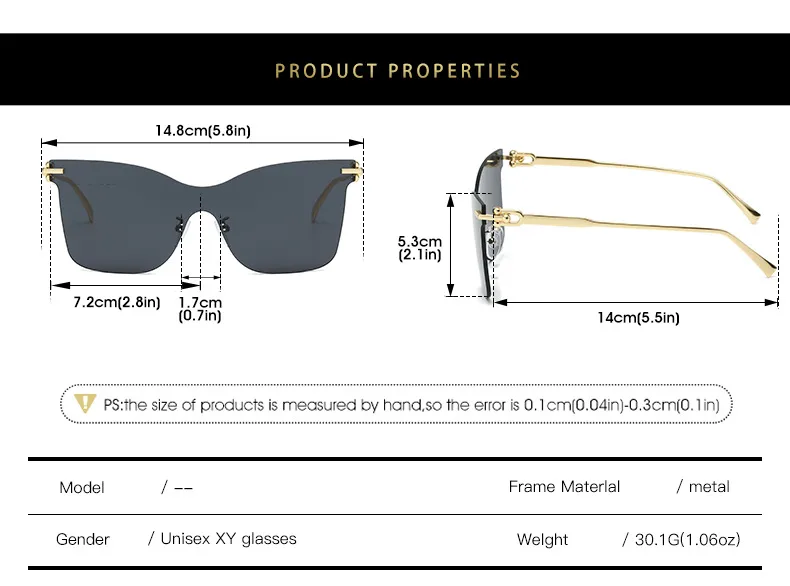 Elegant Hip-Hop Lady Solid Color PC UV400 Protection Cat Eye Frameless Glasses display picture 5