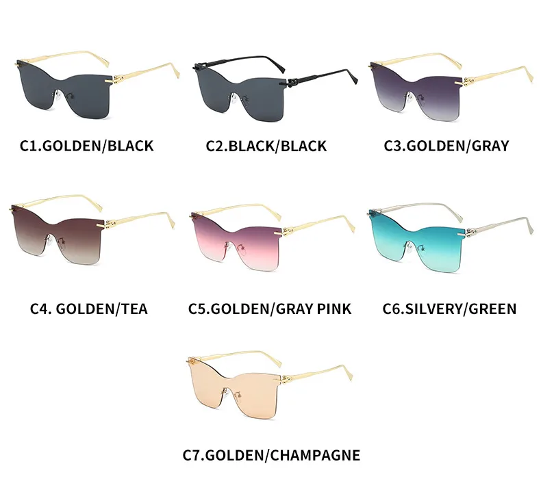 Elegant Hip-Hop Lady Solid Color PC UV400 Protection Cat Eye Frameless Glasses display picture 6