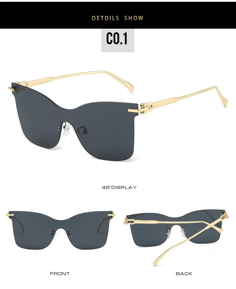 Elegant Hip-Hop Lady Solid Color PC UV400 Protection Cat Eye Frameless Glasses display picture 7