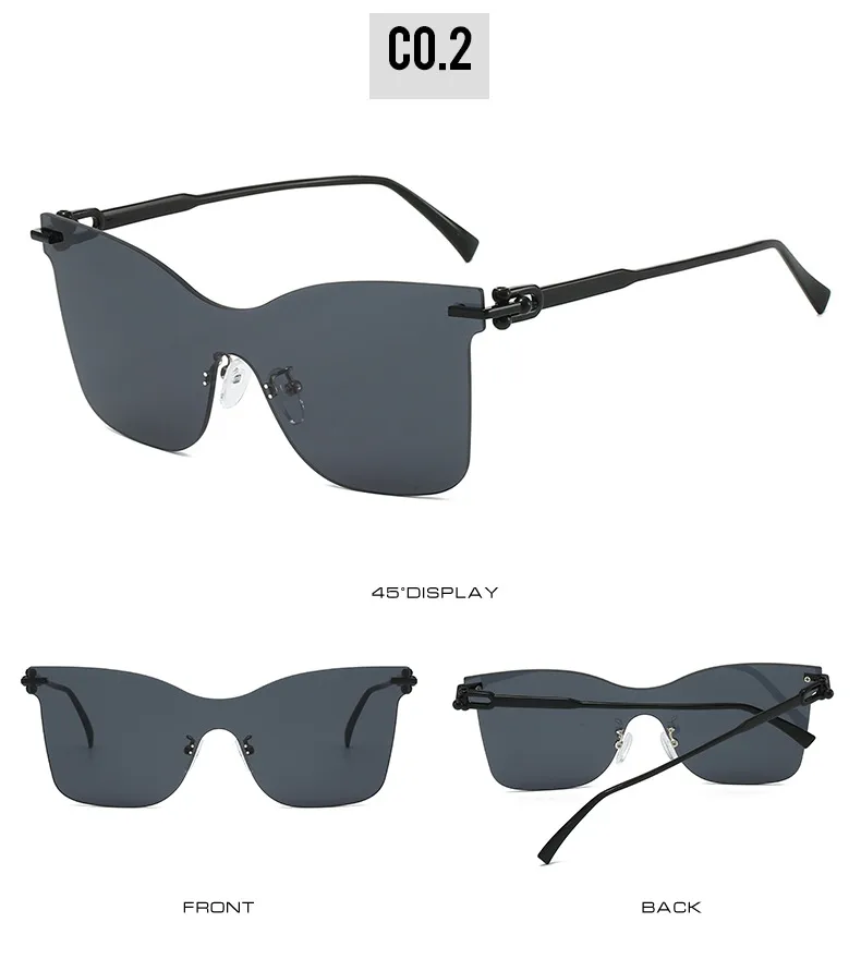 Elegant Hip-Hop Lady Solid Color PC UV400 Protection Cat Eye Frameless Glasses display picture 8
