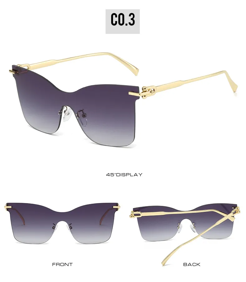 Elegant Hip-Hop Lady Solid Color PC UV400 Protection Cat Eye Frameless Glasses display picture 9