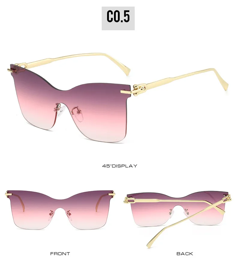 Elegant Hip-Hop Lady Solid Color PC UV400 Protection Cat Eye Frameless Glasses display picture 11