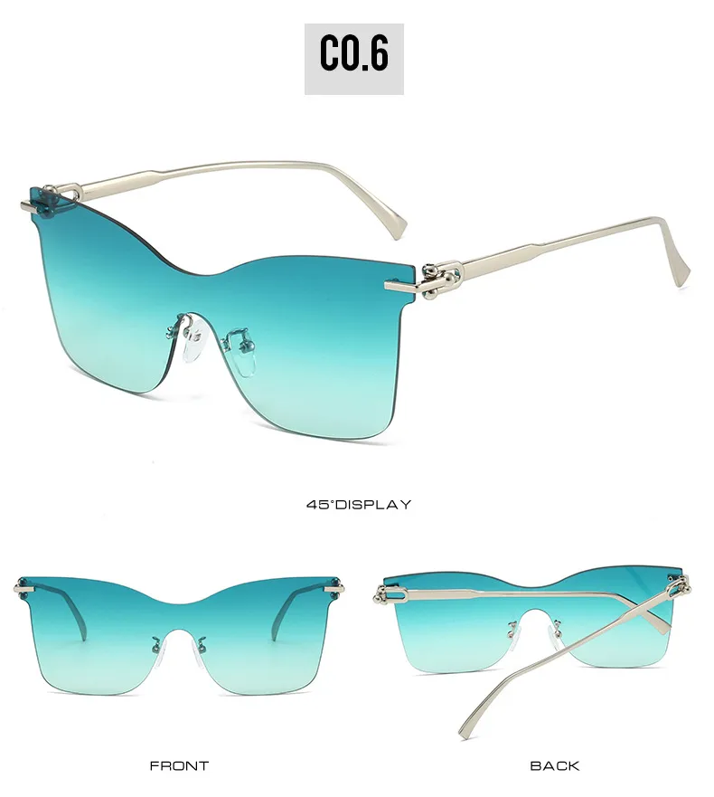 Elegant Hip-Hop Lady Solid Color PC UV400 Protection Cat Eye Frameless Glasses display picture 12