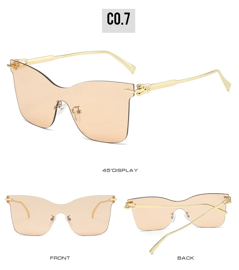 Elegant Hip-Hop Lady Solid Color PC UV400 Protection Cat Eye Frameless Glasses display picture 13