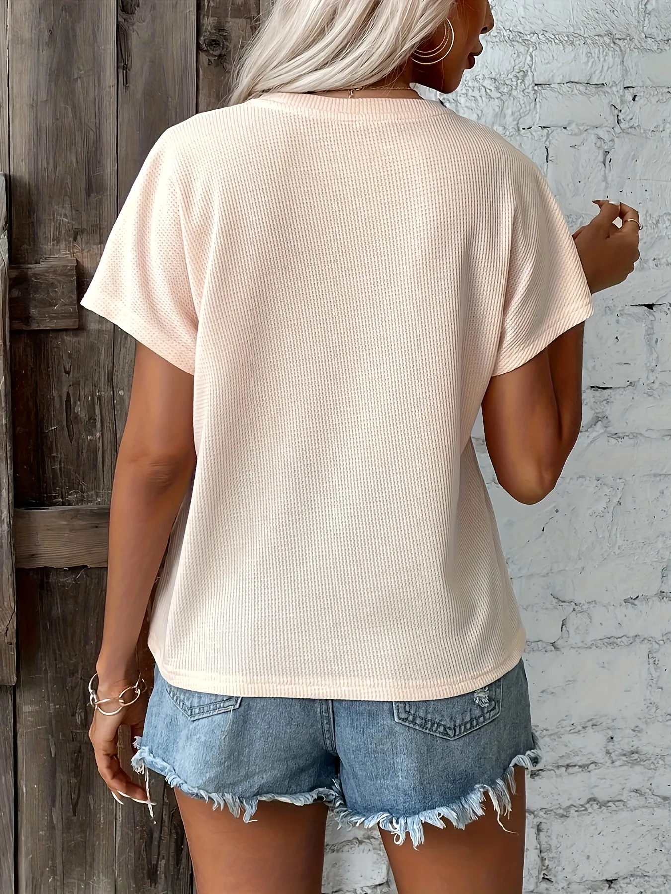 Women's T-shirt Short Sleeve T-Shirts Braid Casual Elegant Classical Solid Color display picture 6
