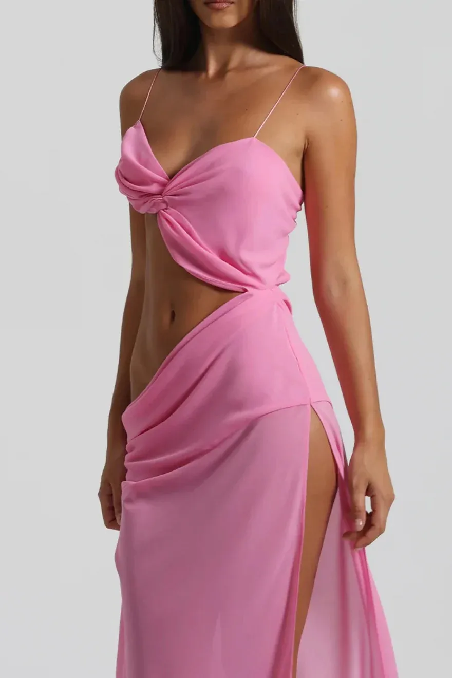 Independent Station Sling Hollow Split Dress  Women's Solid Color Sexy Slim Fit Strapless High Waist Dress 8111 display picture 8