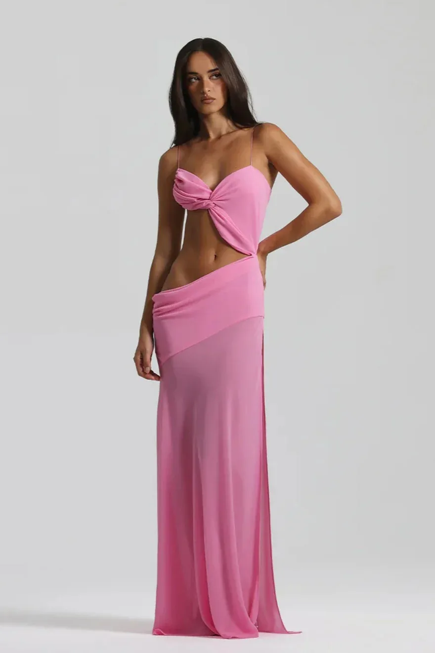 Independent Station Sling Hollow Split Dress  Women's Solid Color Sexy Slim Fit Strapless High Waist Dress 8111 display picture 10