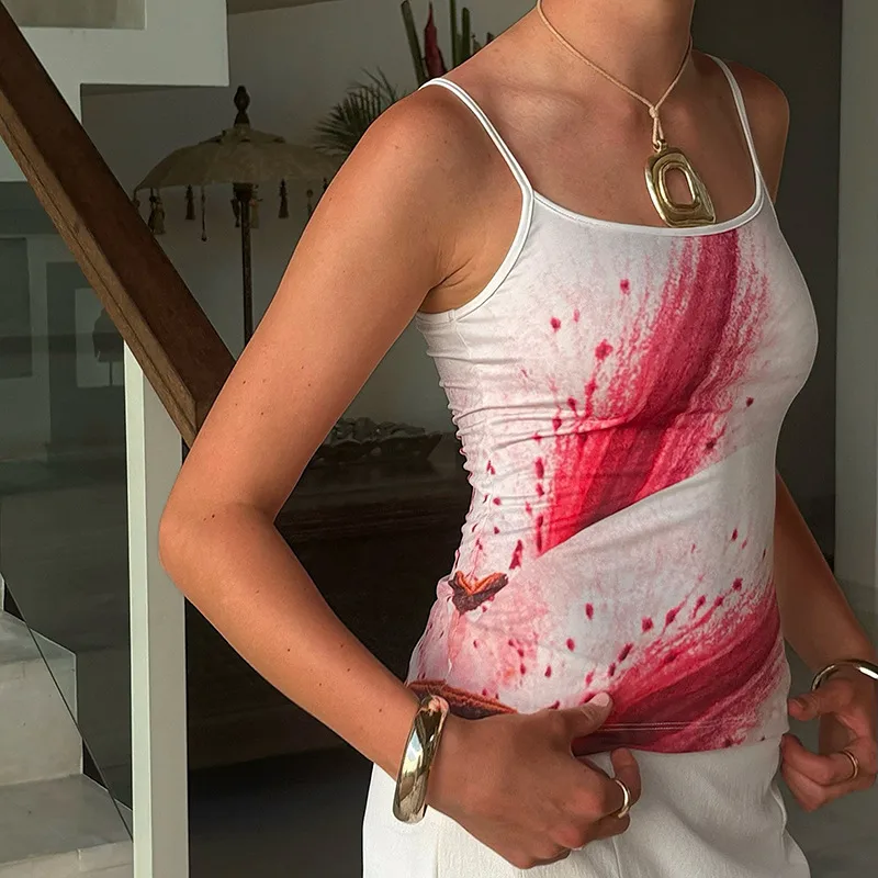 Women's Camisole Sleeveless T-Shirts Sexy Streetwear Contrast Binding Floral display picture 8