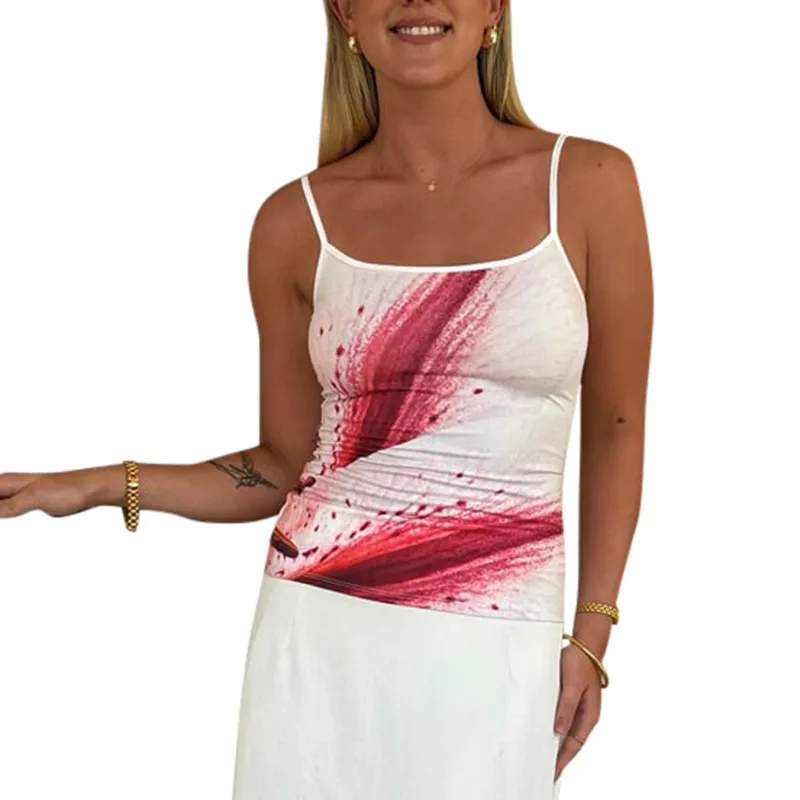 Women's Camisole Sleeveless T-Shirts Sexy Streetwear Contrast Binding Floral display picture 18