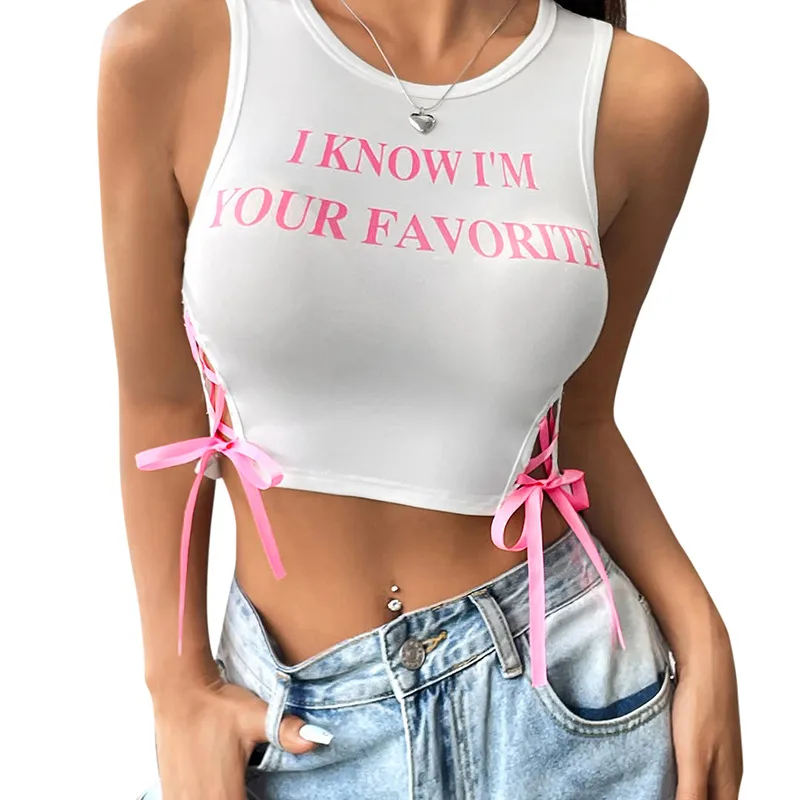 Women's T-shirt Sleeveless T-Shirts Sexy Letters/Numbers/Text display picture 10