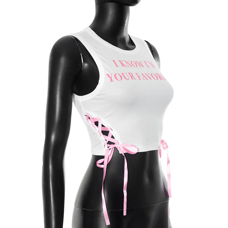 Women's T-shirt Sleeveless T-Shirts Sexy Letters/Numbers/Text display picture 12