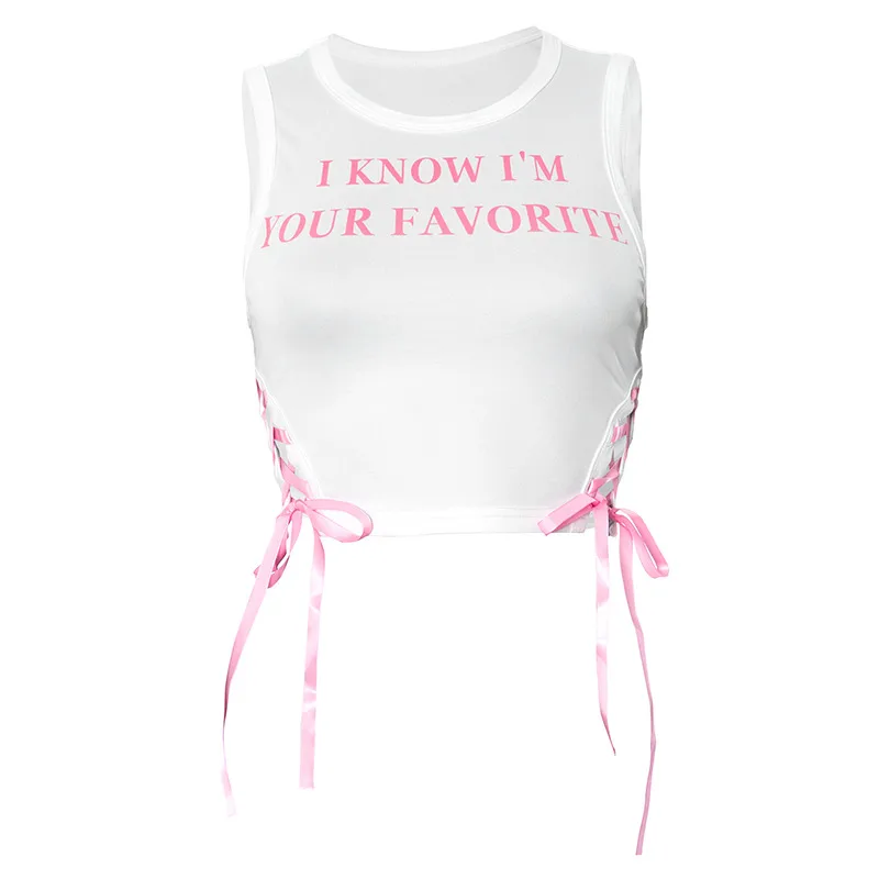 Women's T-shirt Sleeveless T-Shirts Sexy Letters/Numbers/Text display picture 14