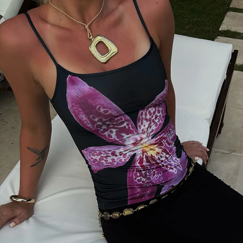 Women's Camisole Sleeveless T-Shirts Sexy Streetwear Contrast Binding Floral display picture 14