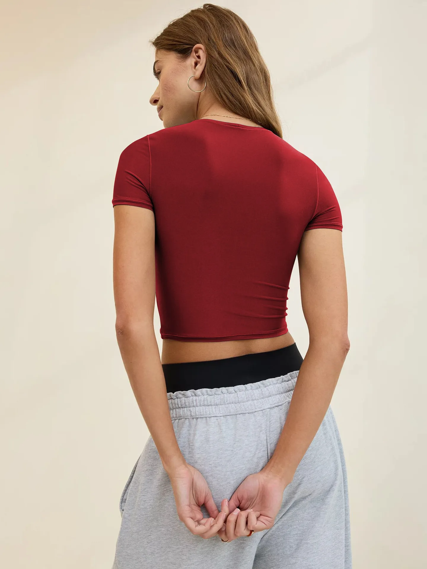 New Tight Short Y2K Base Shirt Short Sleeve Slim T-Shirt Whole Double Shoulder Top Spice Girl display picture 3