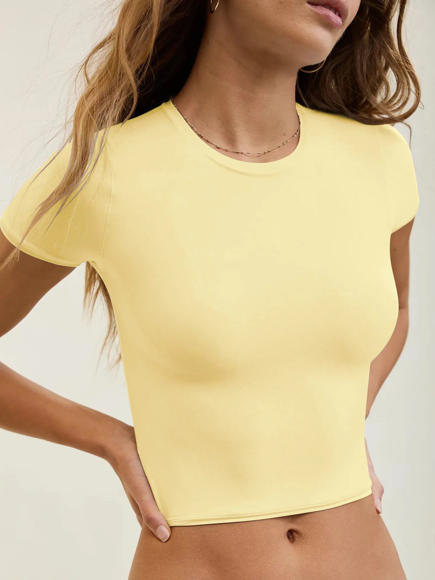 New Tight Short Y2K Base Shirt Short Sleeve Slim T-Shirt Whole Double Shoulder Top Spice Girl display picture 11