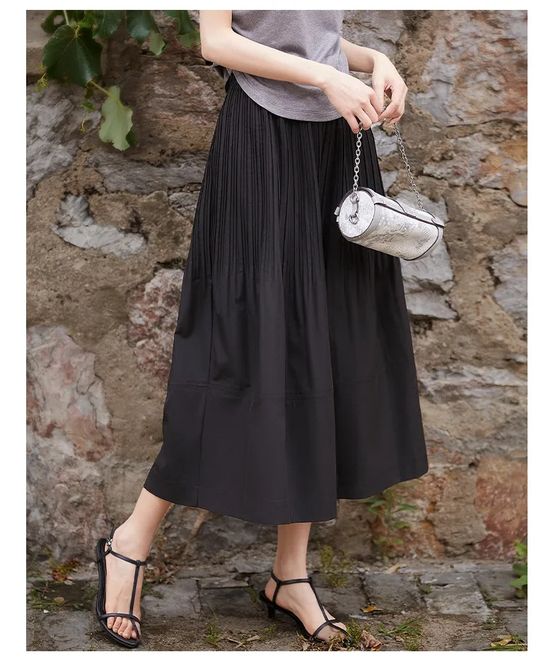 Rongtai Heavy Industry Gradient Organ Pleat Texture Wood-ear Edge Loosening Waist A- Shape Skirt Women's Spring And Summer  New display picture 2