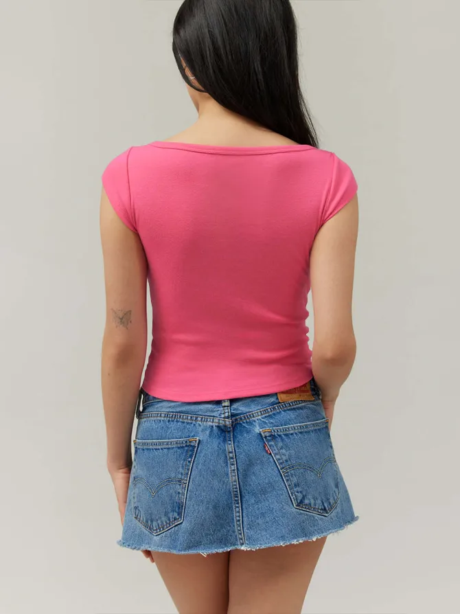 Designed   Spring And Summer New Fashion Trend Solid Color Shoulder T-shirt Bow Decoration Slim Top display picture 12