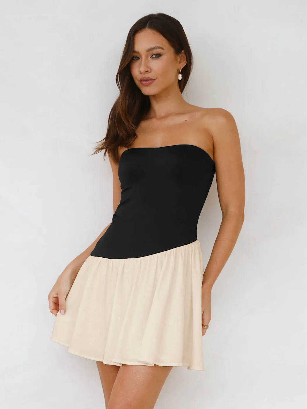 Foreign Trade New Products Hot-selling  Women's Temperament Strapless Stitching Contrast Color Slim-fit High-end Dress display picture 21