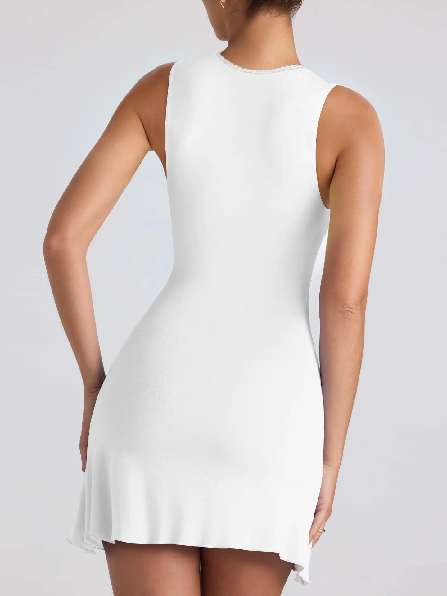 Foreign Trade  Spring And Summer New Hot-selling Fashion Women's Solid Color Square Collar Sleeveless Backless Slim Dress Women display picture 3