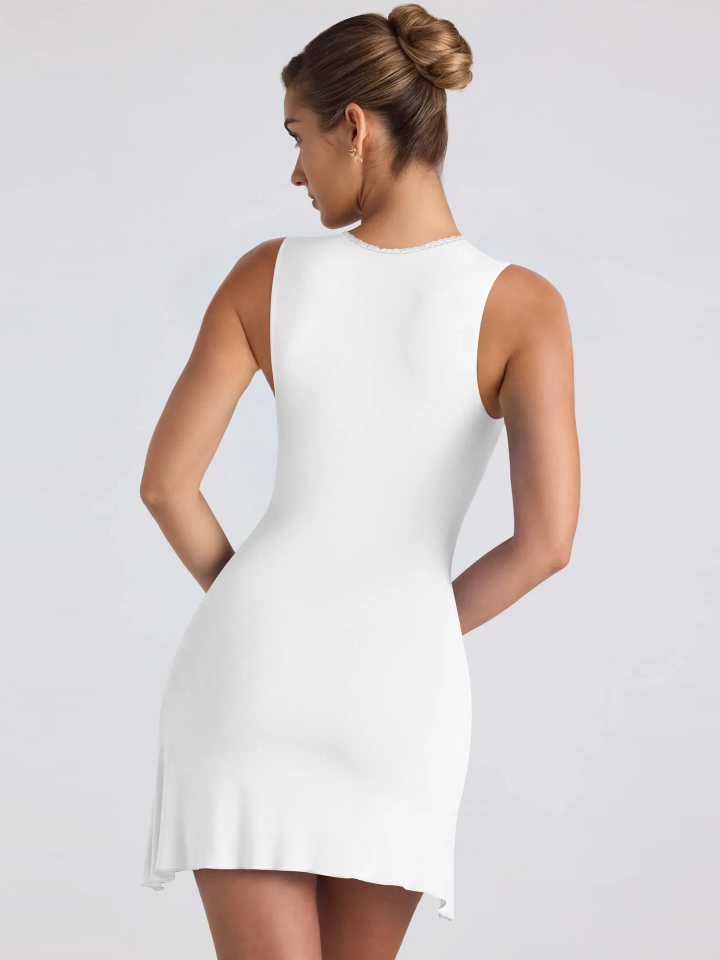 Foreign Trade  Spring And Summer New Hot-selling Fashion Women's Solid Color Square Collar Sleeveless Backless Slim Dress Women display picture 6