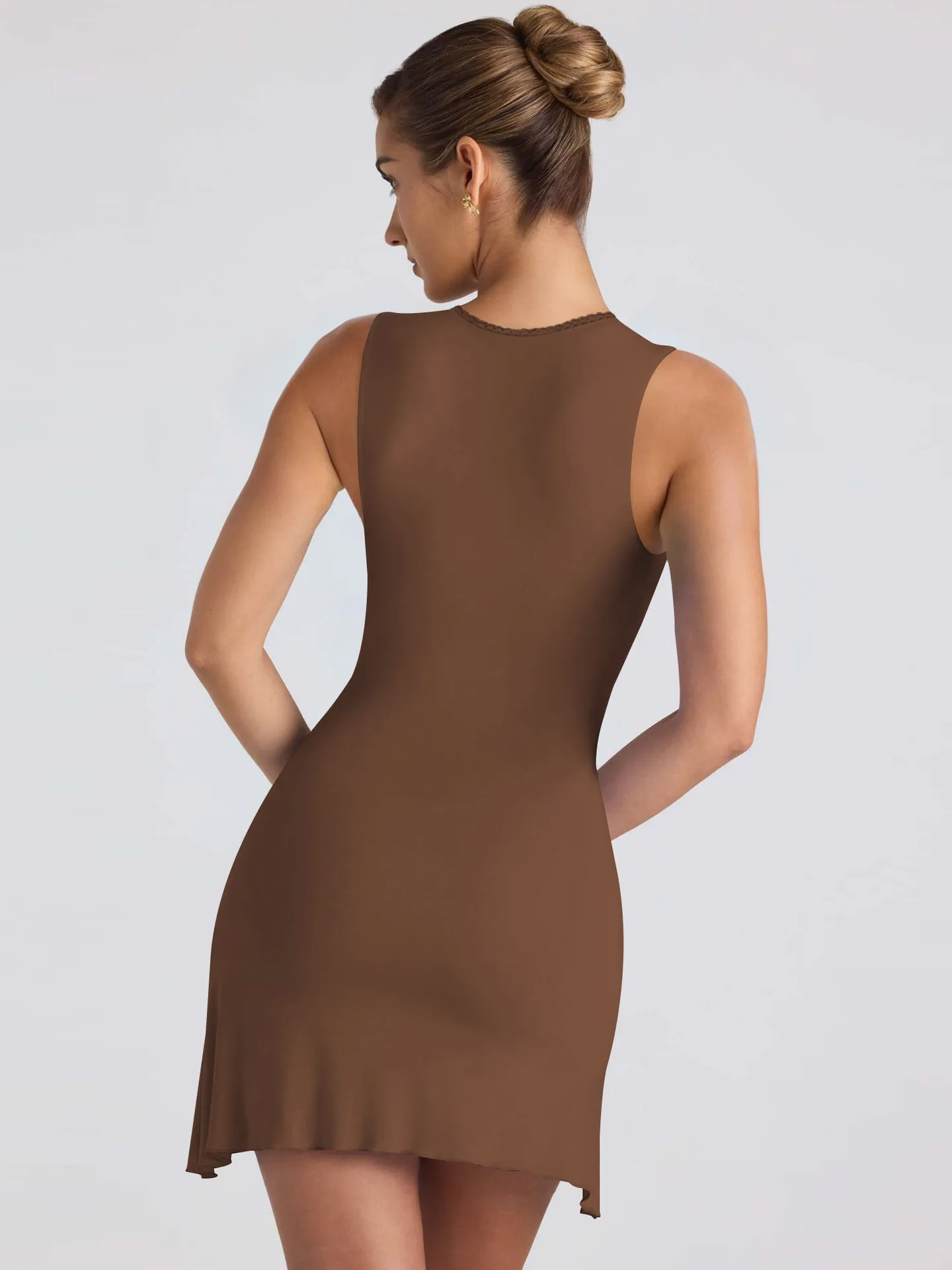Foreign Trade  Spring And Summer New Hot-selling Fashion Women's Solid Color Square Collar Sleeveless Backless Slim Dress Women display picture 20