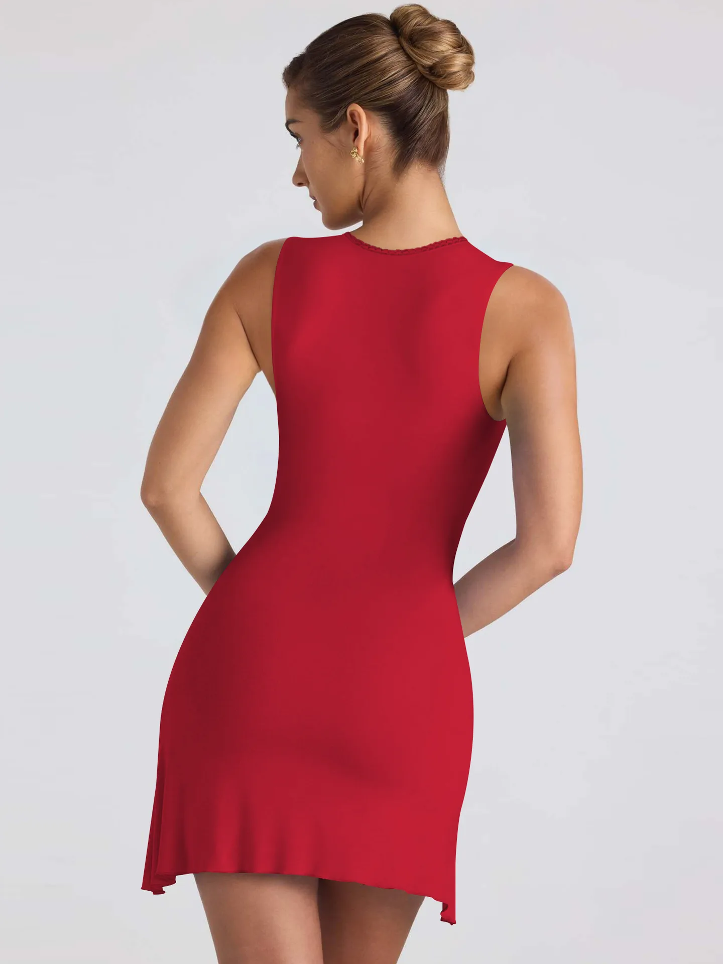 Foreign Trade  Spring And Summer New Hot-selling Fashion Women's Solid Color Square Collar Sleeveless Backless Slim Dress Women display picture 27