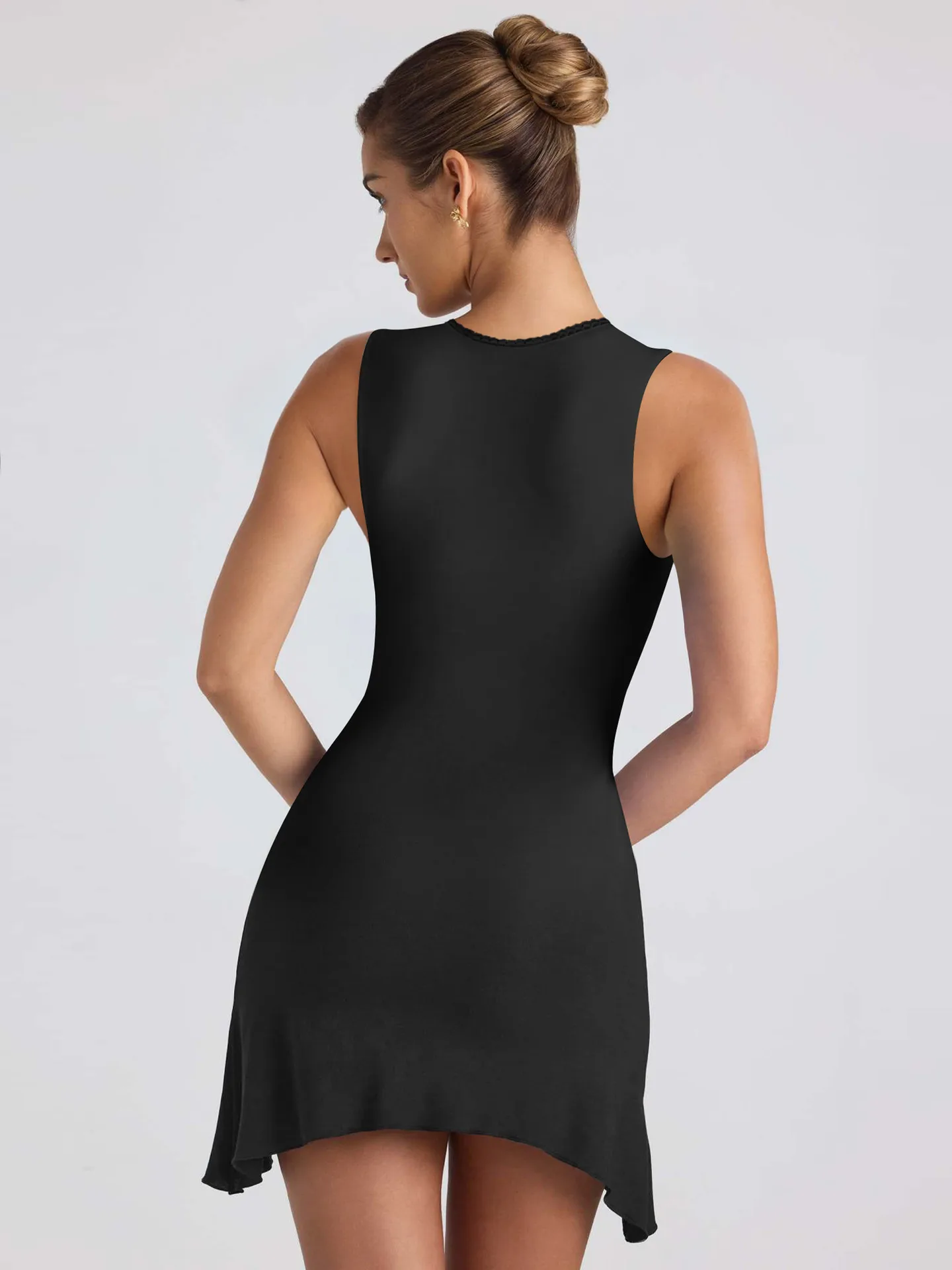 Foreign Trade  Spring And Summer New Hot-selling Fashion Women's Solid Color Square Collar Sleeveless Backless Slim Dress Women display picture 32