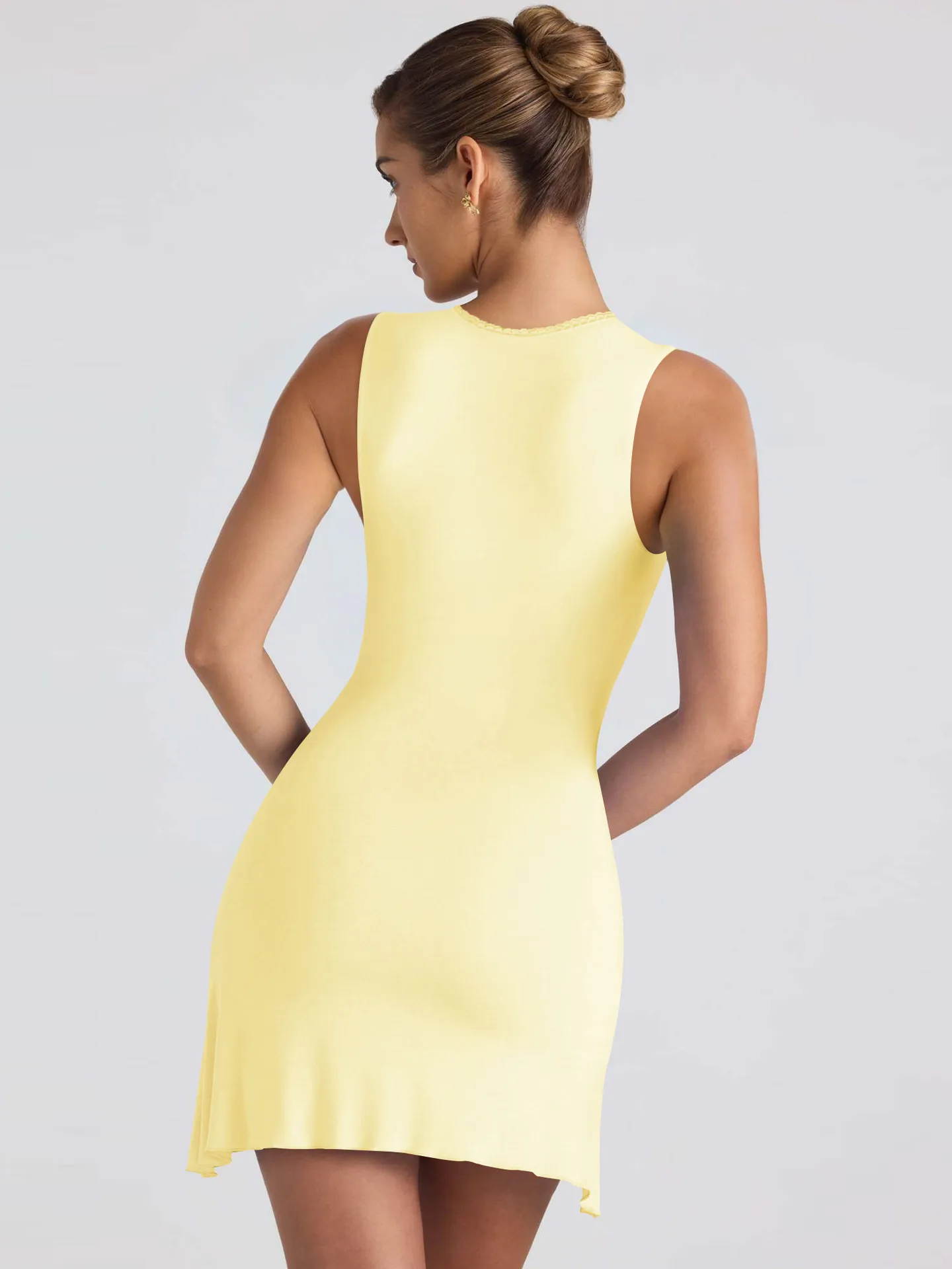 Foreign Trade  Spring And Summer New Hot-selling Fashion Women's Solid Color Square Collar Sleeveless Backless Slim Dress Women display picture 41