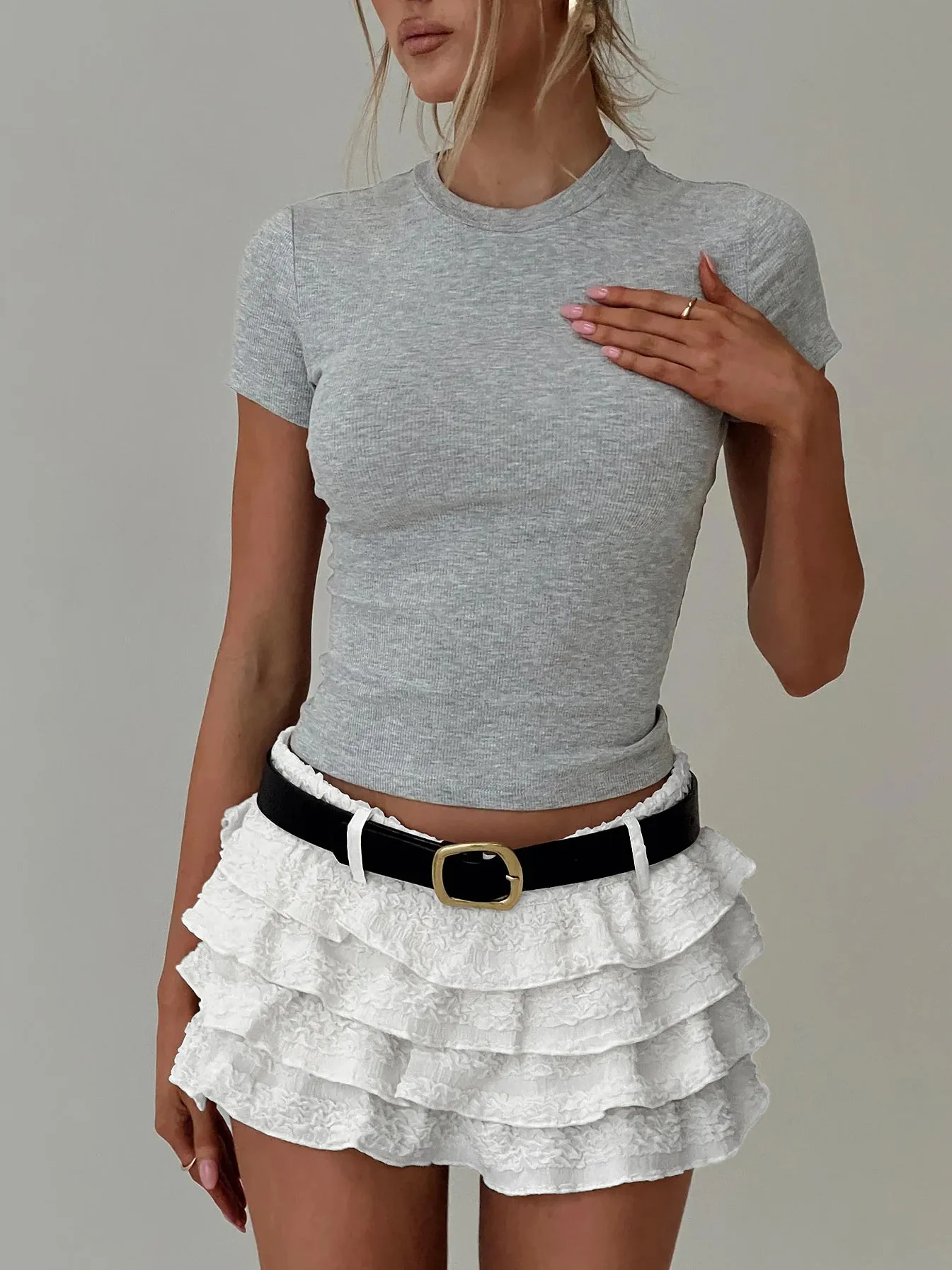 Spring And Summer  Explosions Y2K Sexy Hot Girl Solid Color Fashion Joker Cake Skirt display picture 2