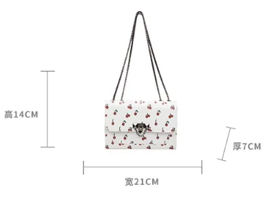New Fresh Cherry Print Western Style Summer Cute Trendy Sweet New Style Fashion Crossbody Shoulder Bag display picture 2