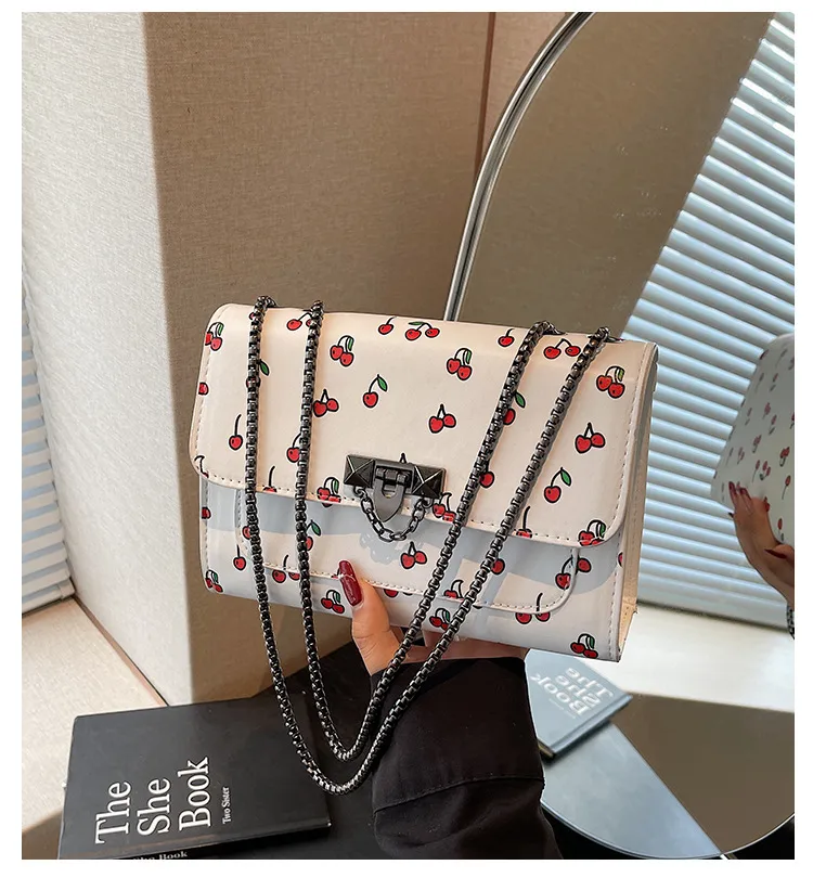 New Fresh Cherry Print Western Style Summer Cute Trendy Sweet New Style Fashion Crossbody Shoulder Bag display picture 1