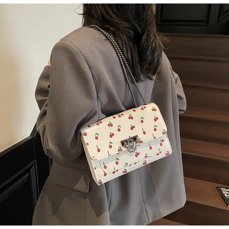 New Fresh Cherry Print Western Style Summer Cute Trendy Sweet New Style Fashion Crossbody Shoulder Bag display picture 8