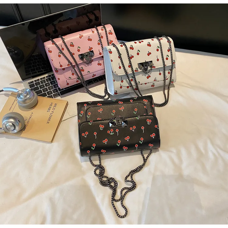 New Fresh Cherry Print Western Style Summer Cute Trendy Sweet New Style Fashion Crossbody Shoulder Bag display picture 15