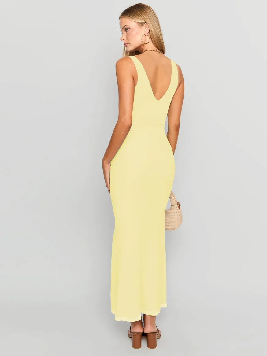 New Hot Women's  Spring And Summer Sexy Dress Slim-fit Leaky Back Long Women's Solid Color Women display picture 16