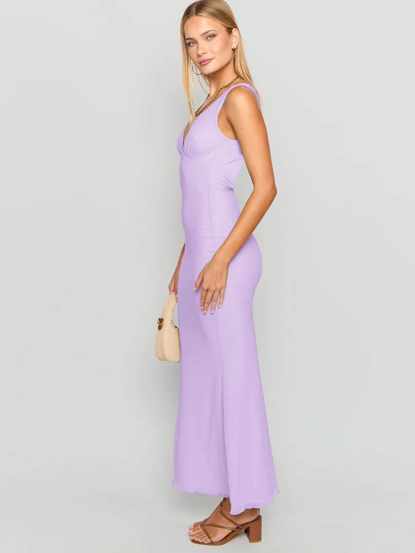 New Hot Women's  Spring And Summer Sexy Dress Slim-fit Leaky Back Long Women's Solid Color Women display picture 17