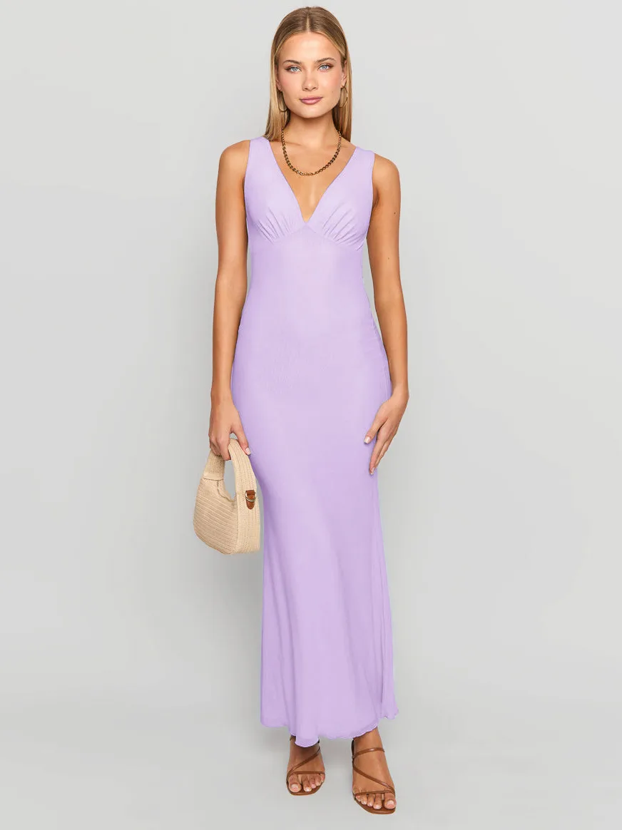 New Hot Women's  Spring And Summer Sexy Dress Slim-fit Leaky Back Long Women's Solid Color Women display picture 18