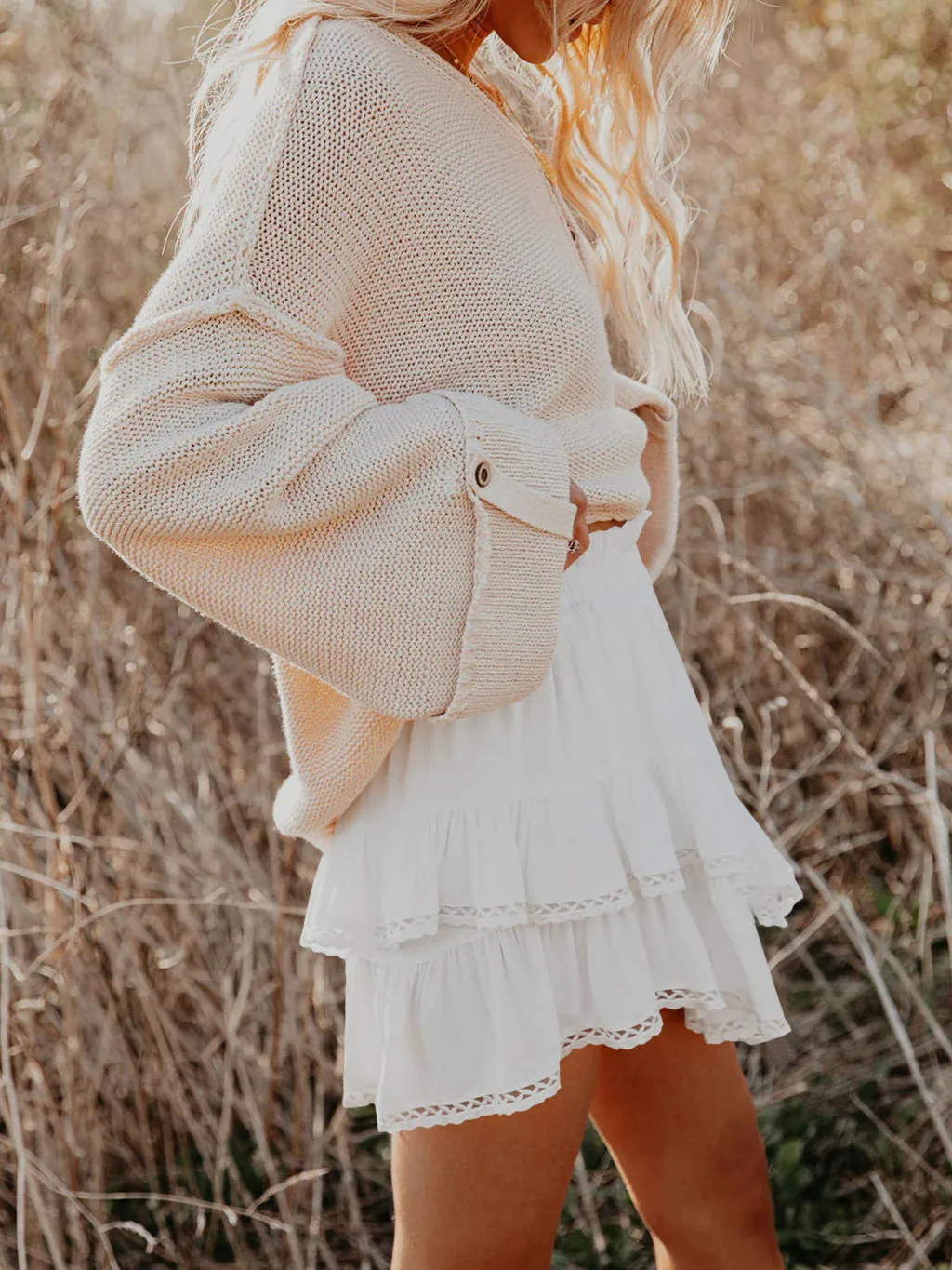Women's Casual Bohemian Pleated Double-layer Skirt Fashion High Waist Solid Color Short Skirt Spring And Summer display picture 3