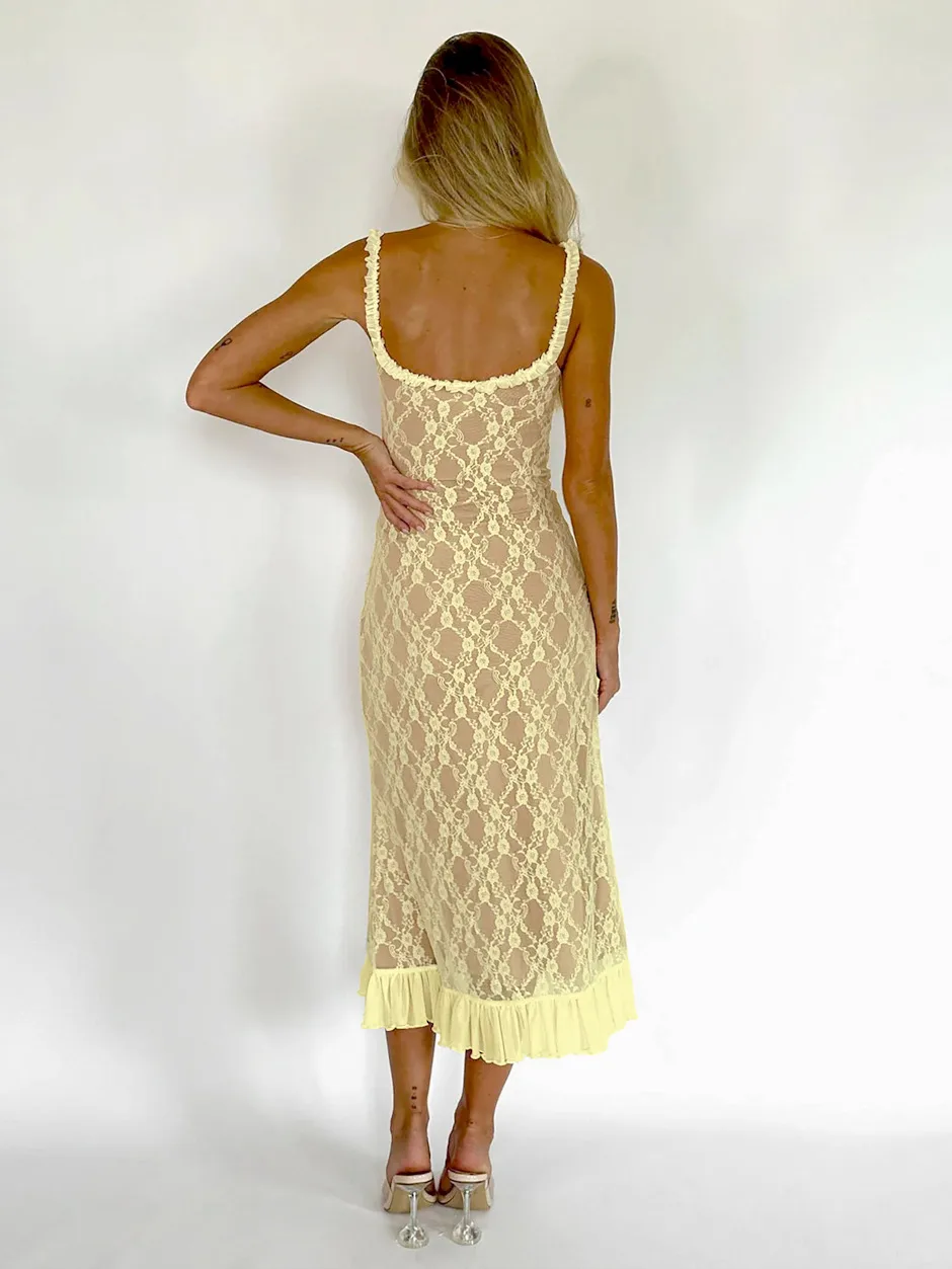 New Summer French Style Retro Sexy Lace Slip Dress Spice Girls Pure Want High Waist Slimming Sheath Long Dress For Women display picture 24