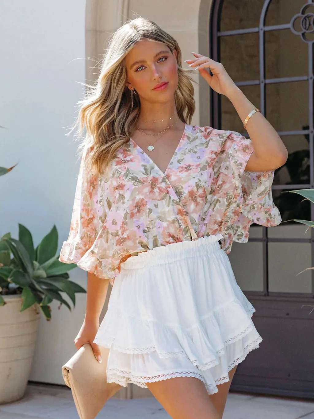 Women's Casual Bohemian Pleated Double-layer Skirt Fashion High Waist Solid Color Short Skirt Spring And Summer display picture 9