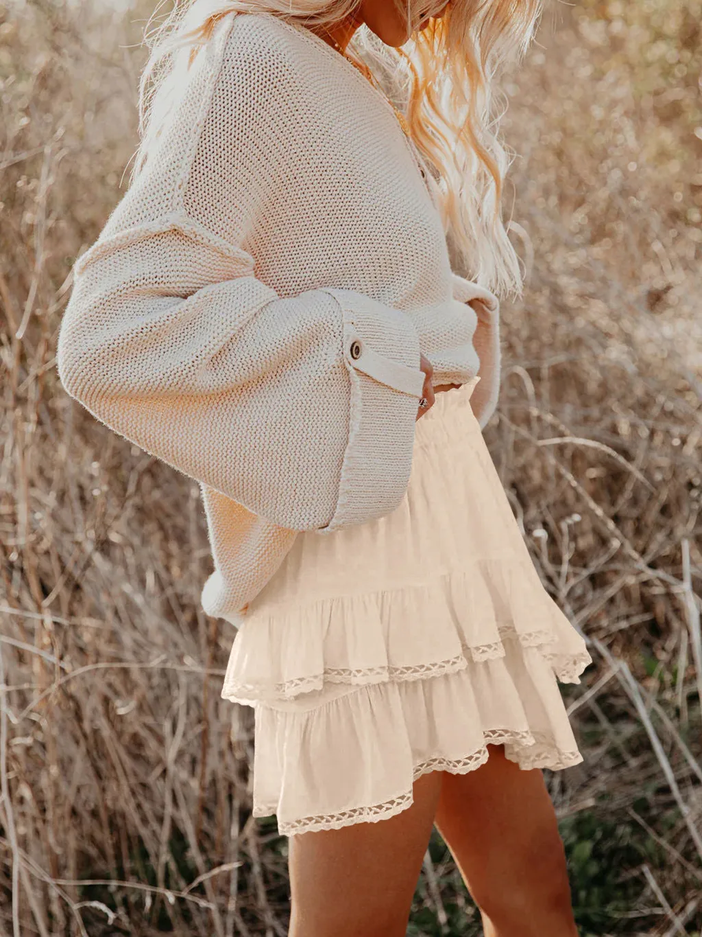 Women's Casual Bohemian Pleated Double-layer Skirt Fashion High Waist Solid Color Short Skirt Spring And Summer display picture 18