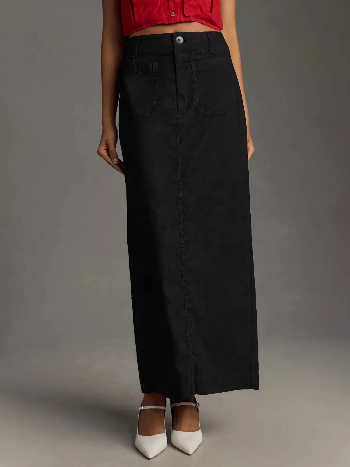 American Style Retro Straight Long Dress Autumn High-end Sense Pocket Skirt Commuter Style Solid Color Elegant Casual Workwear Skirt display picture 2