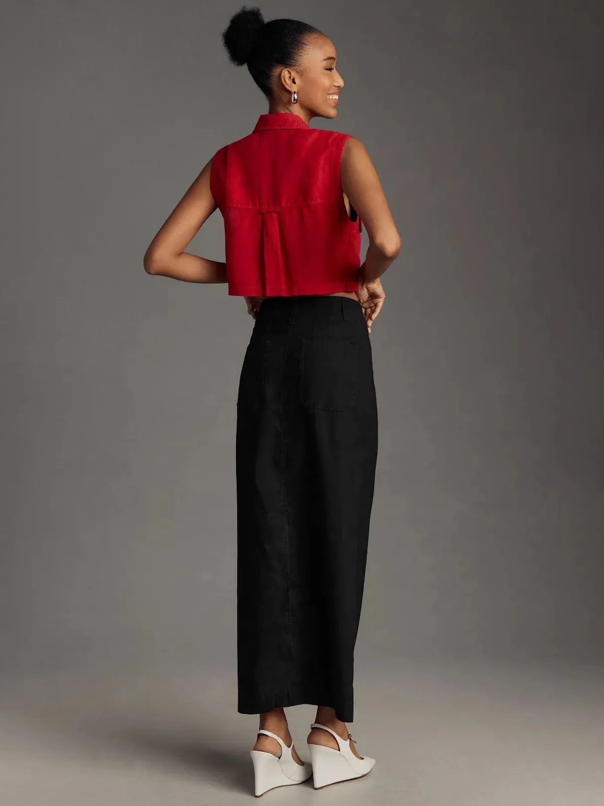 American Style Retro Straight Long Dress Autumn High-end Sense Pocket Skirt Commuter Style Solid Color Elegant Casual Workwear Skirt display picture 3