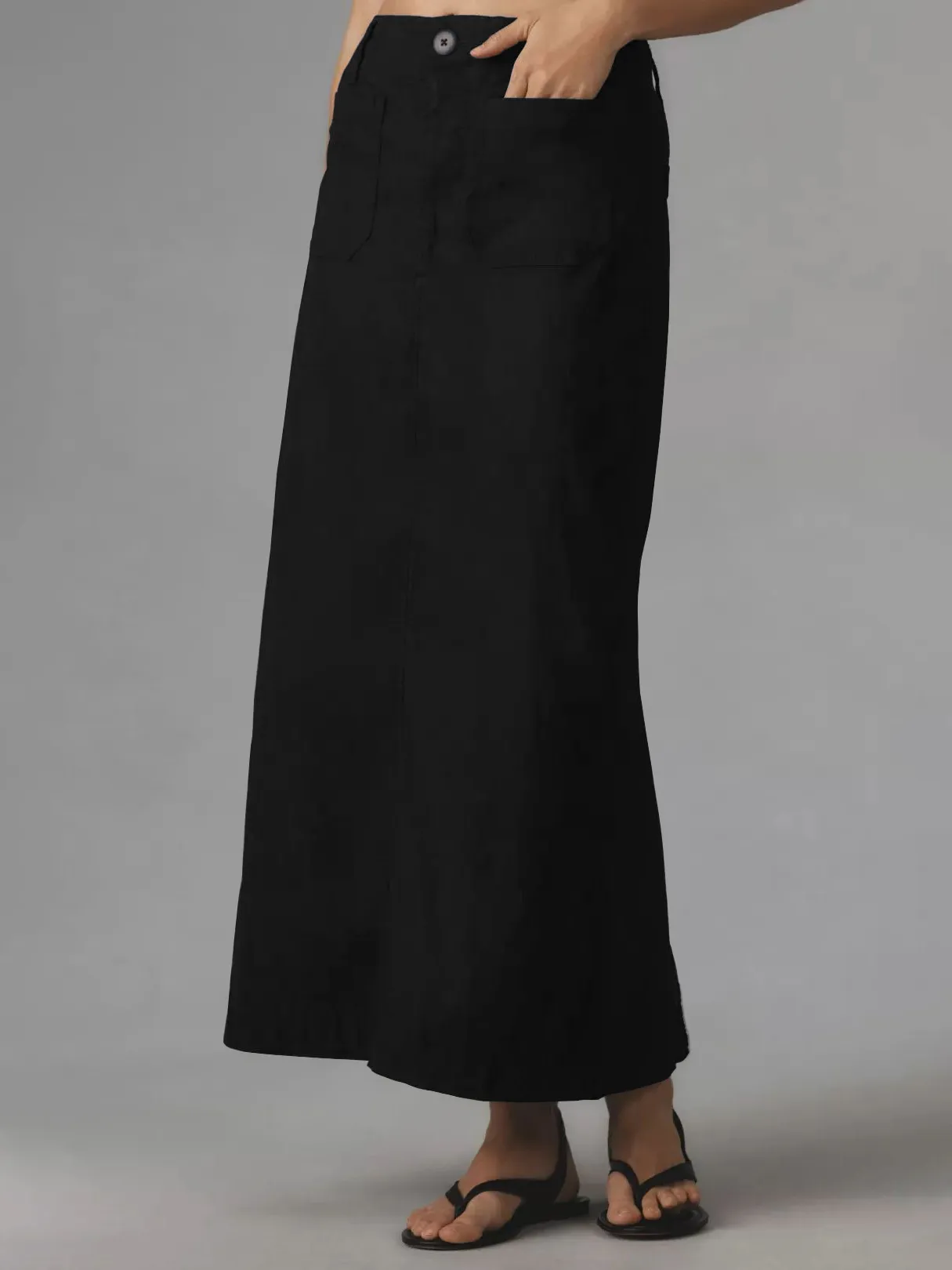 American Style Retro Straight Long Dress Autumn High-end Sense Pocket Skirt Commuter Style Solid Color Elegant Casual Workwear Skirt display picture 6