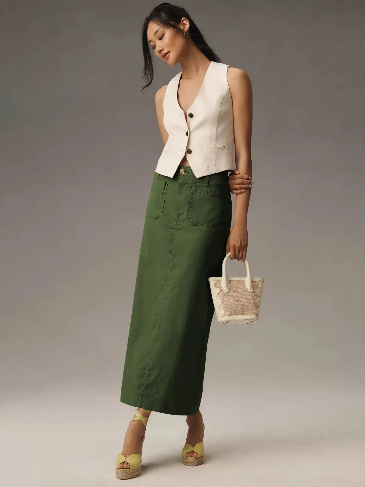 American Style Retro Straight Long Dress Autumn High-end Sense Pocket Skirt Commuter Style Solid Color Elegant Casual Workwear Skirt display picture 9