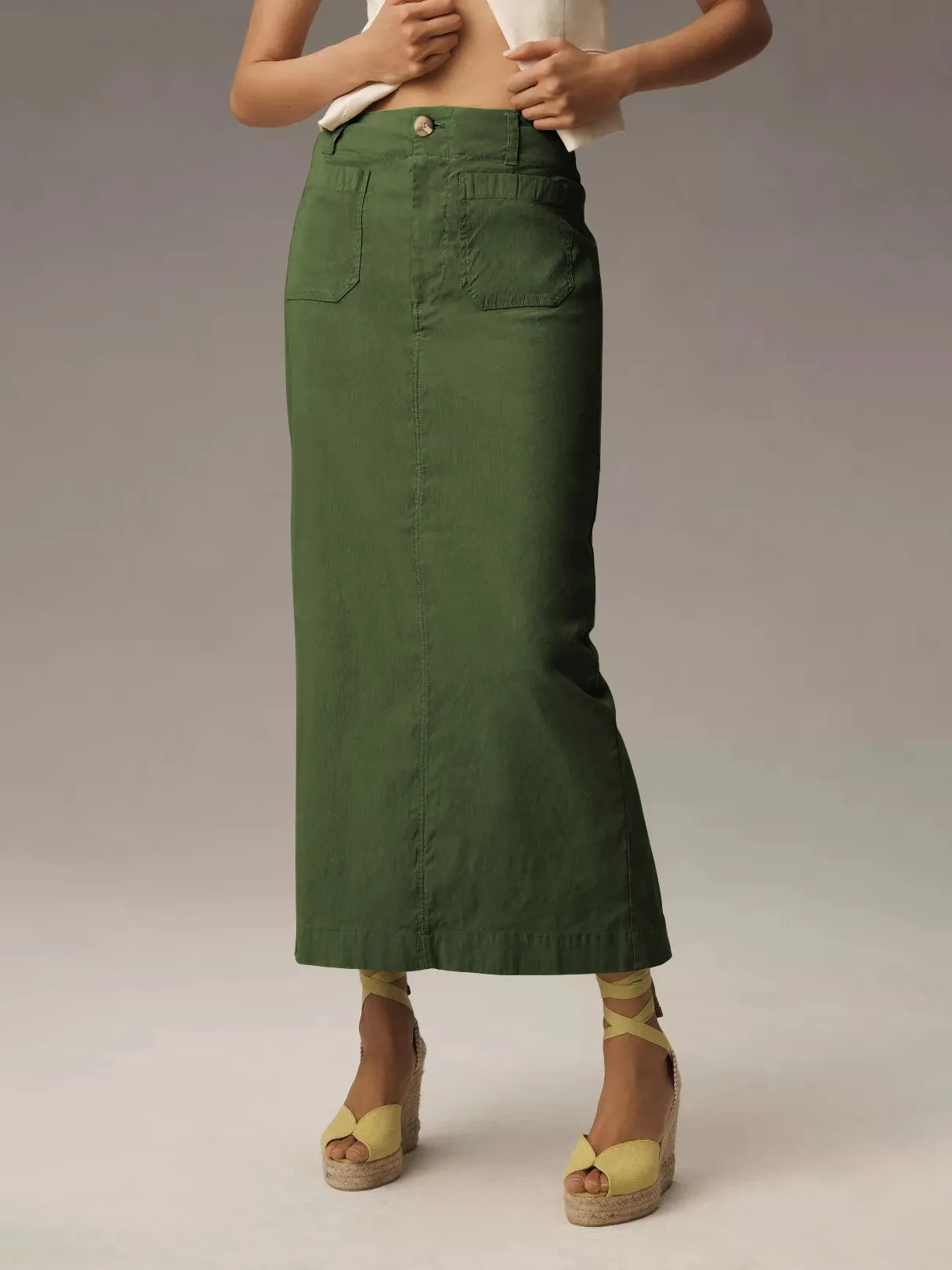 American Style Retro Straight Long Dress Autumn High-end Sense Pocket Skirt Commuter Style Solid Color Elegant Casual Workwear Skirt display picture 10