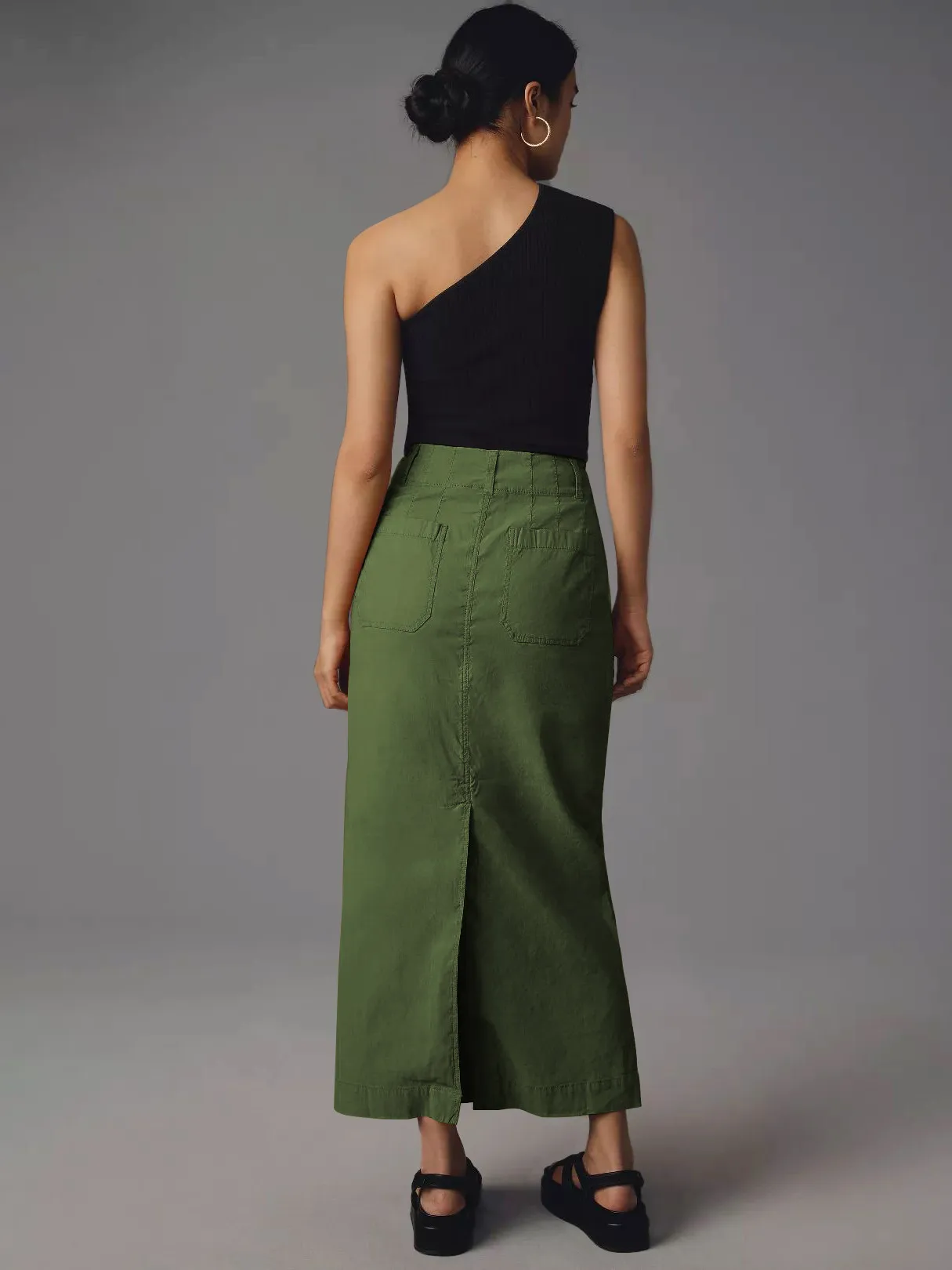 American Style Retro Straight Long Dress Autumn High-end Sense Pocket Skirt Commuter Style Solid Color Elegant Casual Workwear Skirt display picture 12
